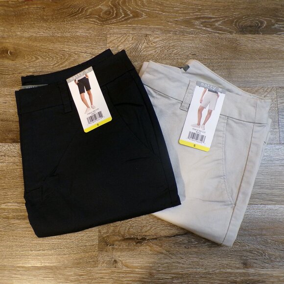 MATTY M 2 Pair Women's NWT Bermuda Shorts Flat Front Navy Blue & Beige Sm - Picture 1 of 9